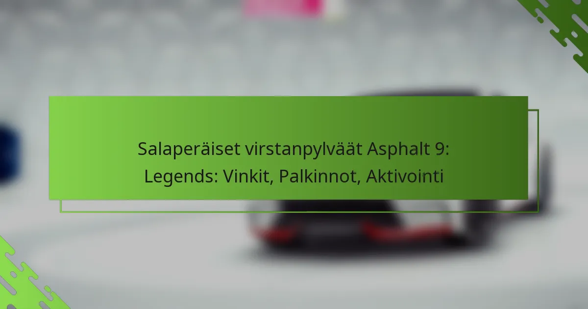 Salaperäiset virstanpylväät Asphalt 9: Legends: Vinkit, Palkinnot, Aktivointi