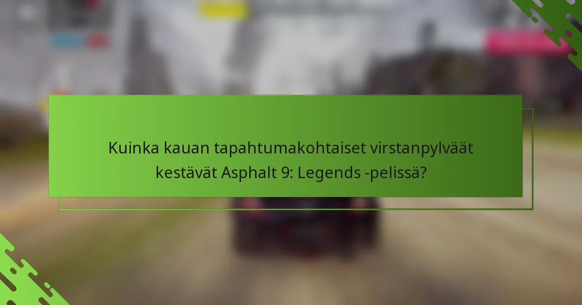Kuinka kauan tapahtumakohtaiset virstanpylväät kestävät Asphalt 9: Legends -pelissä?