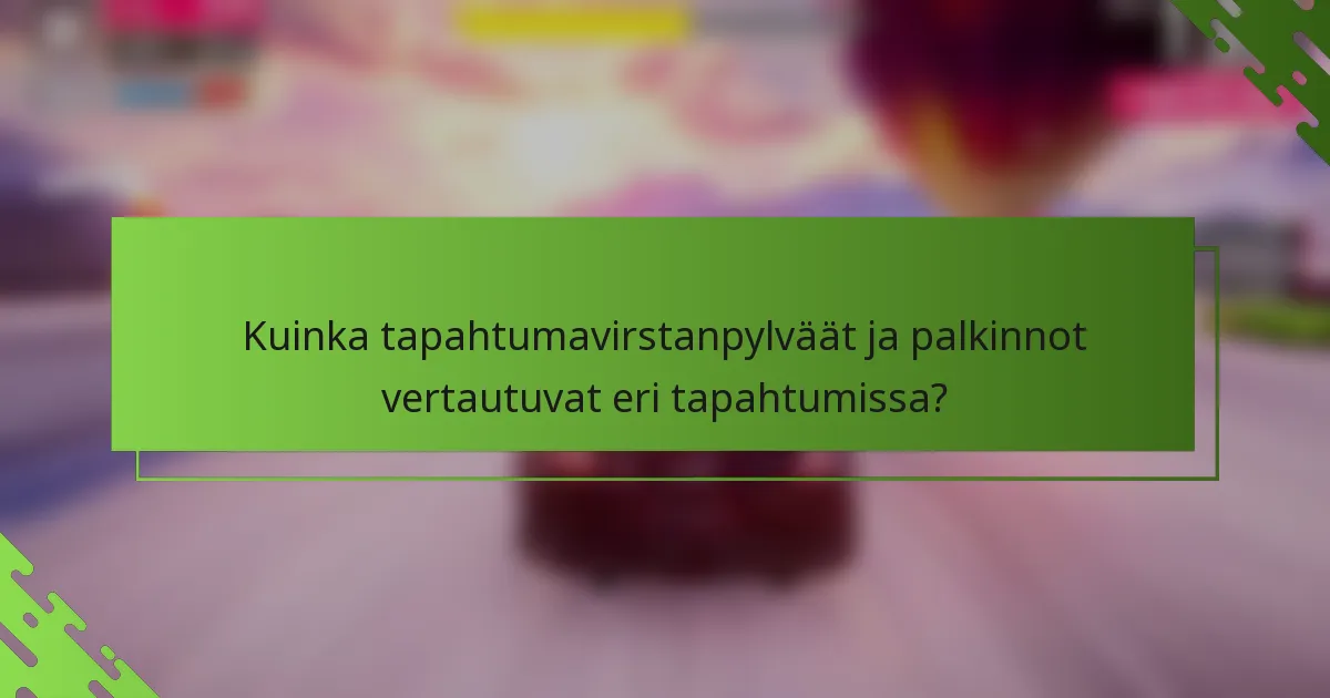 Kuinka tapahtumavirstanpylväät ja palkinnot vertautuvat eri tapahtumissa?